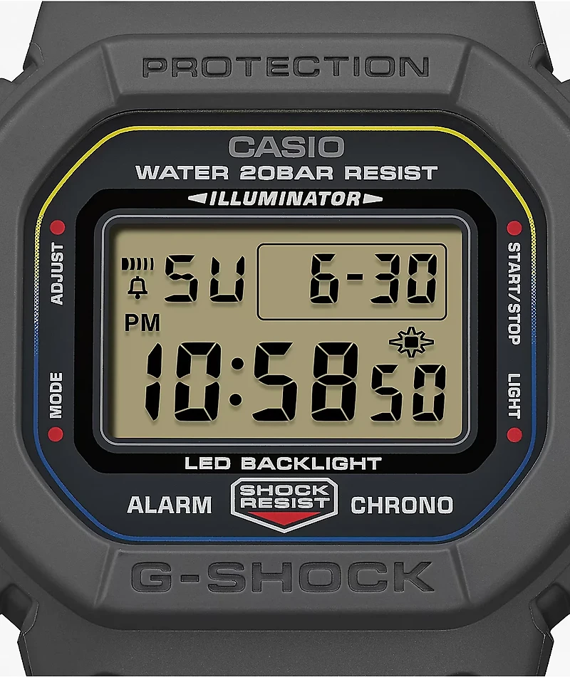 G-Shock DW5600MNC-1 Square Grey, Blue & Orange Digital Watch