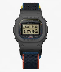G-Shock DW5600MNC-1 Square Grey, Blue & Orange Digital Watch