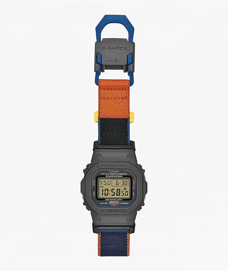 G-Shock DW5600MNC-1 Square Grey, Blue & Orange Digital Watch