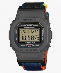 G-Shock DW5600MNC-1 Square Grey, Blue & Orange Digital Watch