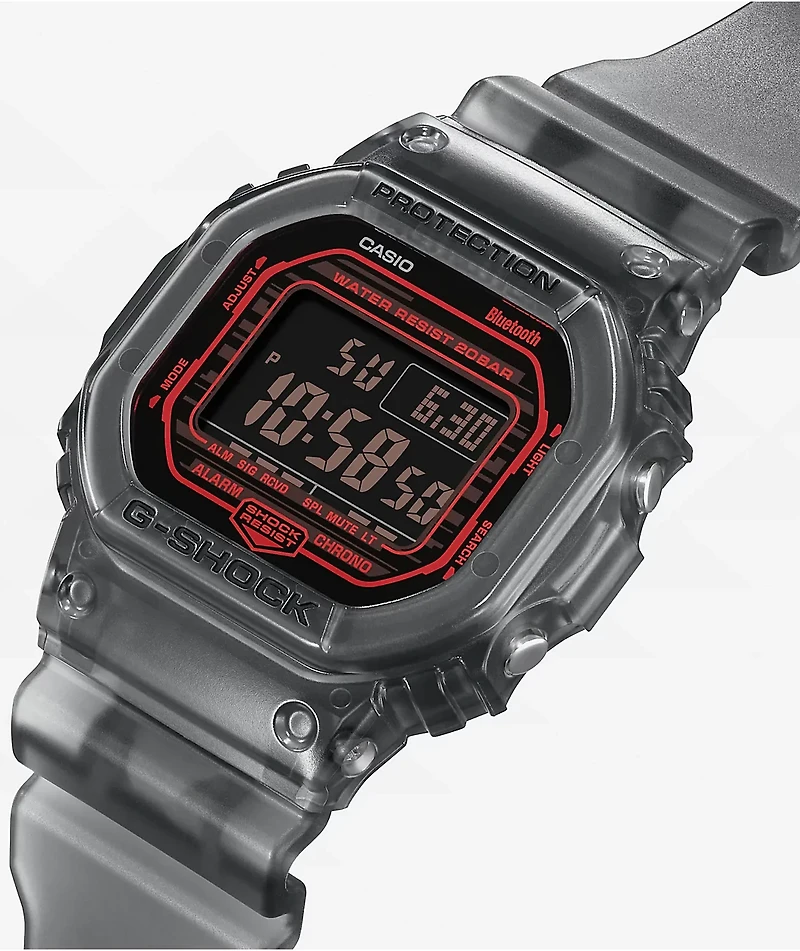 G-Shock DWB5600G-1 Transparent Grey & Red Bluetooth Digital Watch