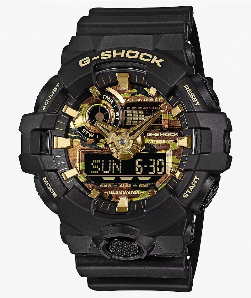 G-Shock GA-700CF-1ACR Black & Gold Camo Analog & Digital Watch