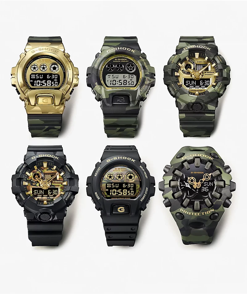 G-Shock GA-700CF-1ACR Black & Gold Camo Analog & Digital Watch