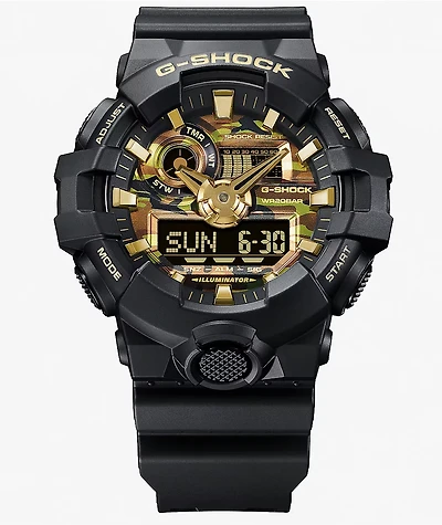 G-Shock GA-700CF-1ACR Black & Gold Camo Analog & Digital Watch