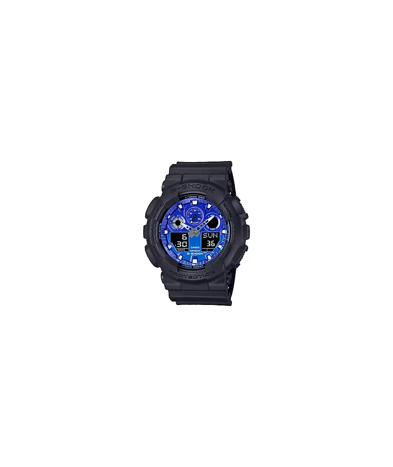 G-Shock GA100FL-1A Black & Blue Vapor Analog & Digital Watch