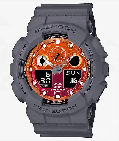 G-Shock GA100FL-8A Black & Red Vapor Analog & Digital Watch