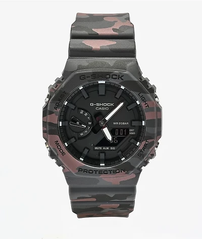 G-Shock GA2100CM-8A Black & Red Camo Analog & Digital Watch