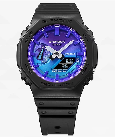 G-Shock GA2100FL-1 Black & Blue Vapor Analog & Digital Watch