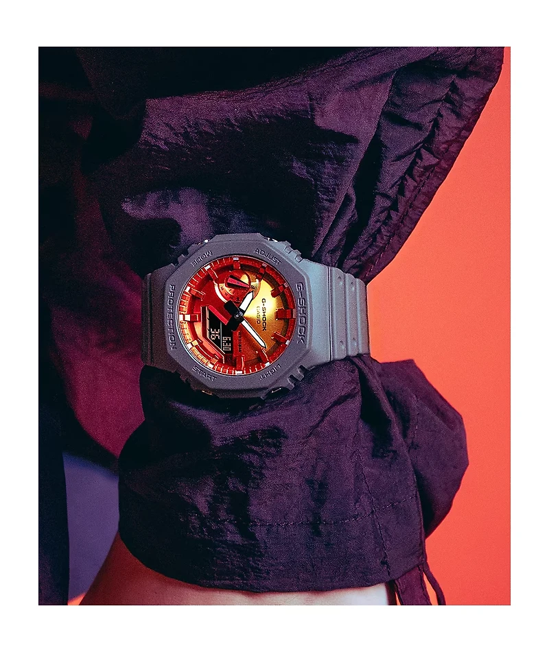 G-Shock GA2100FL-8 Black & Red Vapor Analog & Digital Watch