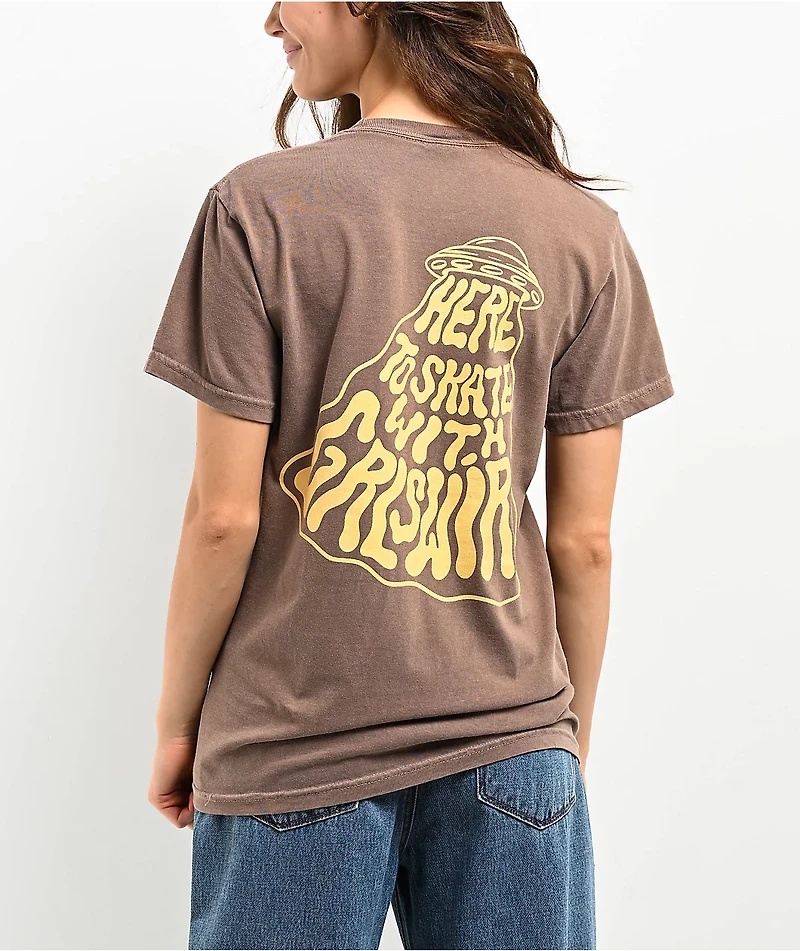 GRLSWIRL Alien Skate Brown T-Shirt