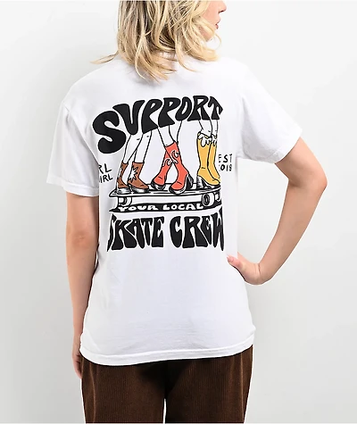 GRLSWIRL Skate Crew White T-Shirt