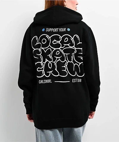 GRLSWIRL Support Skate Black Hoodie