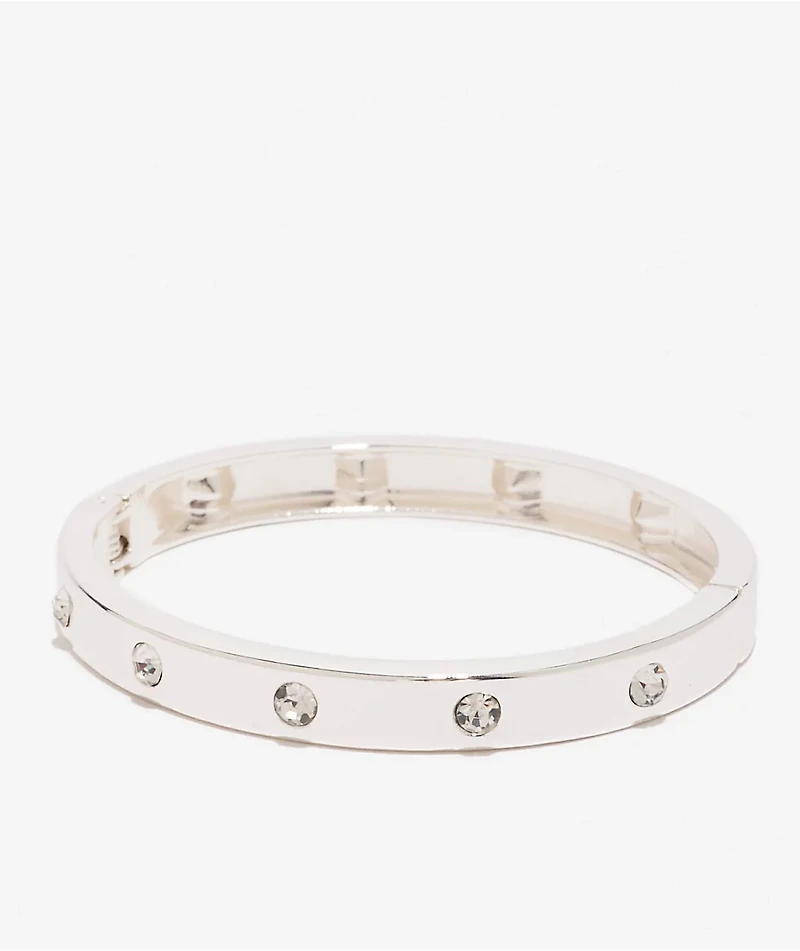 GUESS Rhinestone Silver Hinge Bracelet