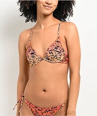 Gecko Hawaii Petro Wall Orange Triangle Bikini Top