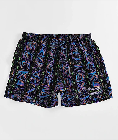 Gecko Iconic Wrap Black & Pink Volley Shorts