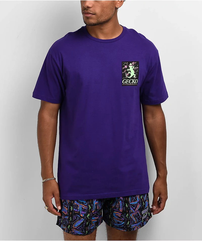 Gecko Space Neon Purple T-Shirt