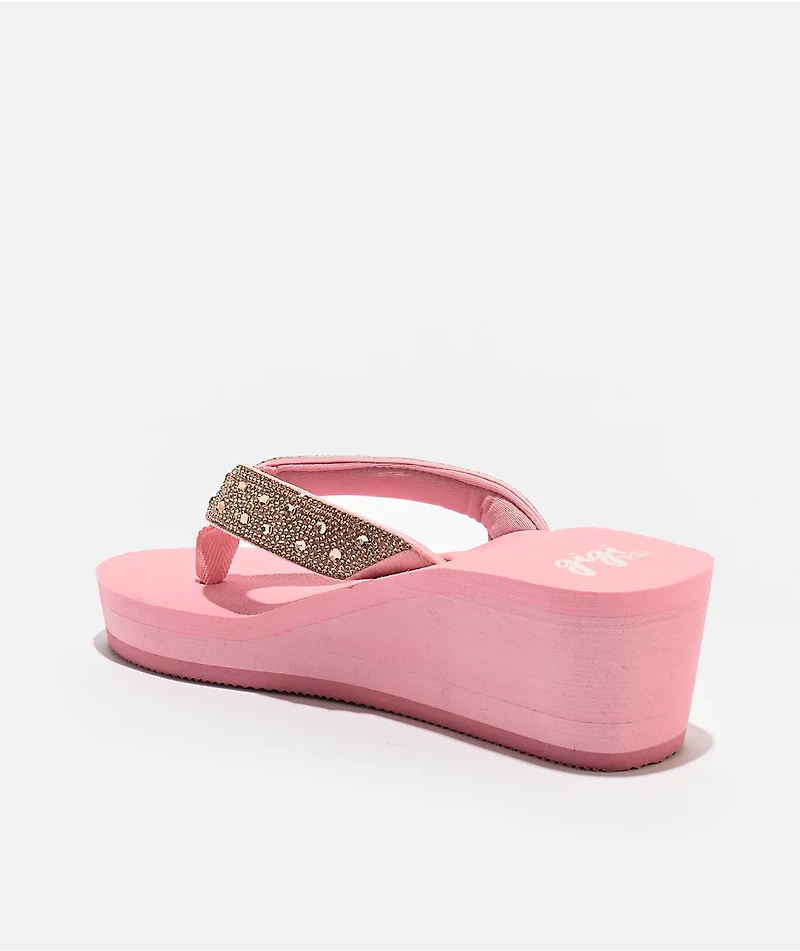 Gigi Ali Rhinestone Pink Platform Sandals