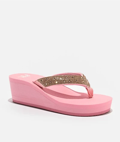 Gigi Ali Rhinestone Pink Platform Sandals
