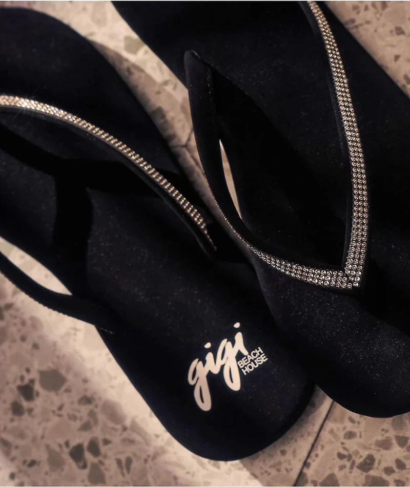 Gigi Ari Rhinestone Black Sandals