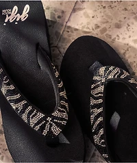 Gigi Silvi Zebra Rhinestone Black Platform Sandals
