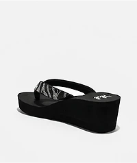 Gigi Silvi Zebra Rhinestone Black Platform Sandals