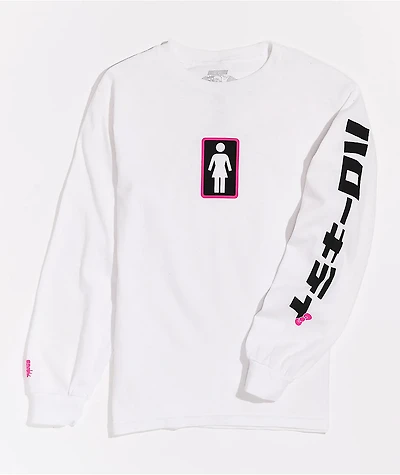 Girl x Hello Kitty Tokyo Speed White Long Sleeve T-Shirt