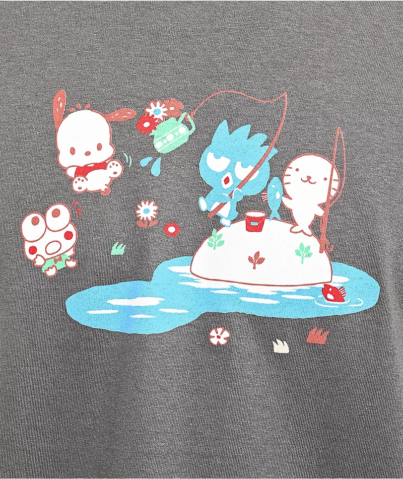 Girl x Hello Kitty and Friends Fishing Charcoal Long Sleeve T-Shirt