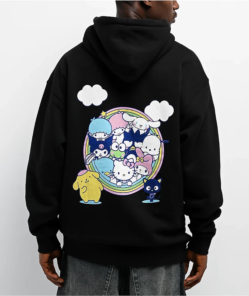 Girl x Hello Kitty and Friends Rainbow Black Hoodie