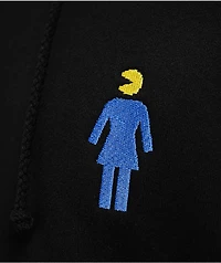 Girl x PAC-MAN Ghost Sleeve Embroidered Black Hoodie