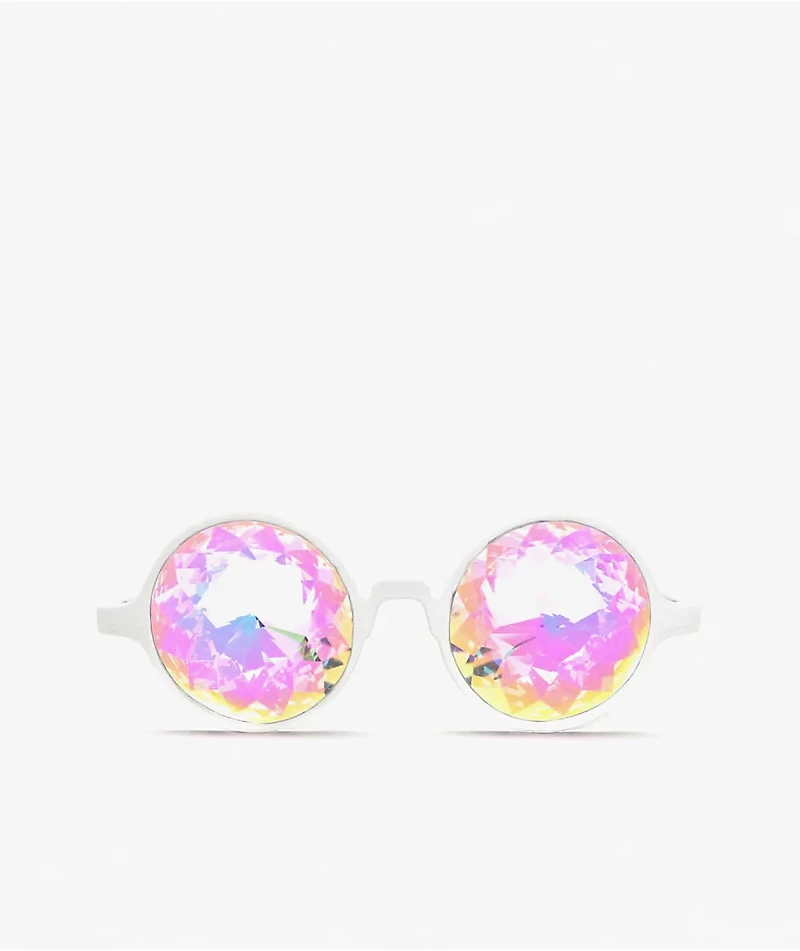 GloFX Kaleidoscope Rainbow White Glasses