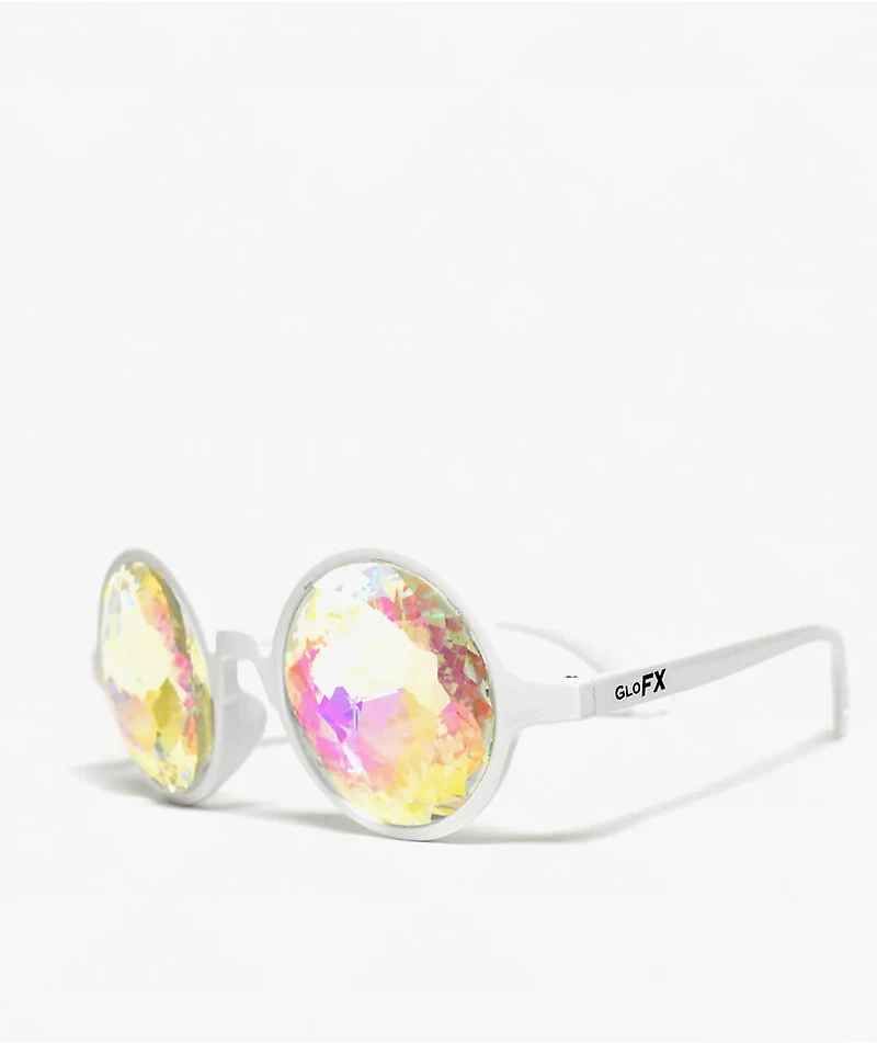 GloFX Kaleidoscope Rainbow White Glasses