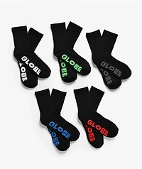 Globe Stealth 5 Pack Black Crew Socks