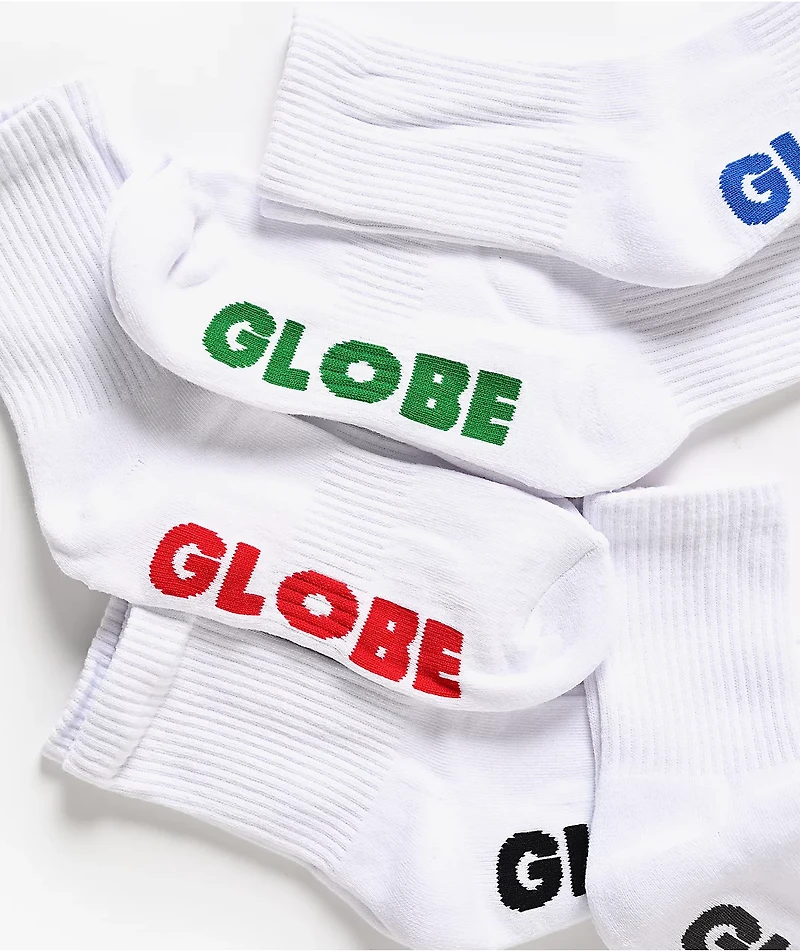 Globe Stealth 5 Pack White Crew Socks