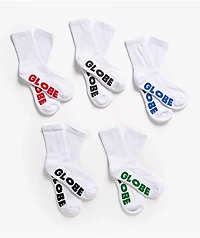 Globe Stealth 5 Pack White Crew Socks