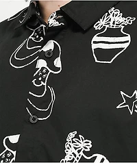 Globe Underground Holiday Black Short Sleeve Button Up Shirt
