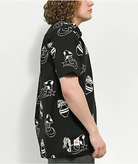 Globe Underground Holiday Black Short Sleeve Button Up Shirt