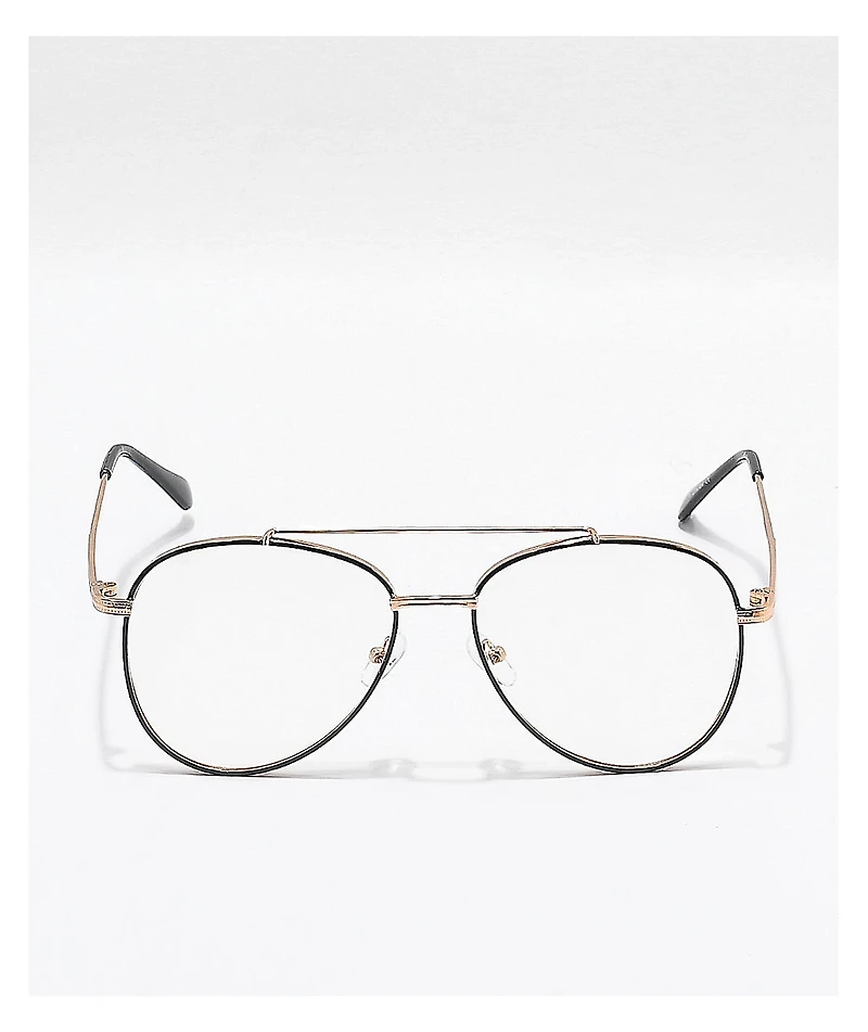 Gold & Clear Pilot Glasses