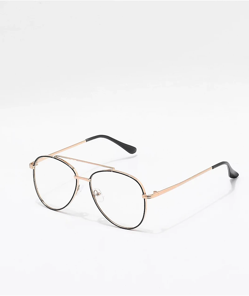 Gold & Clear Pilot Glasses