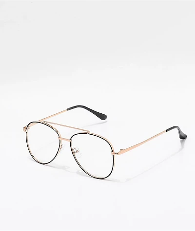 Gold & Clear Pilot Glasses