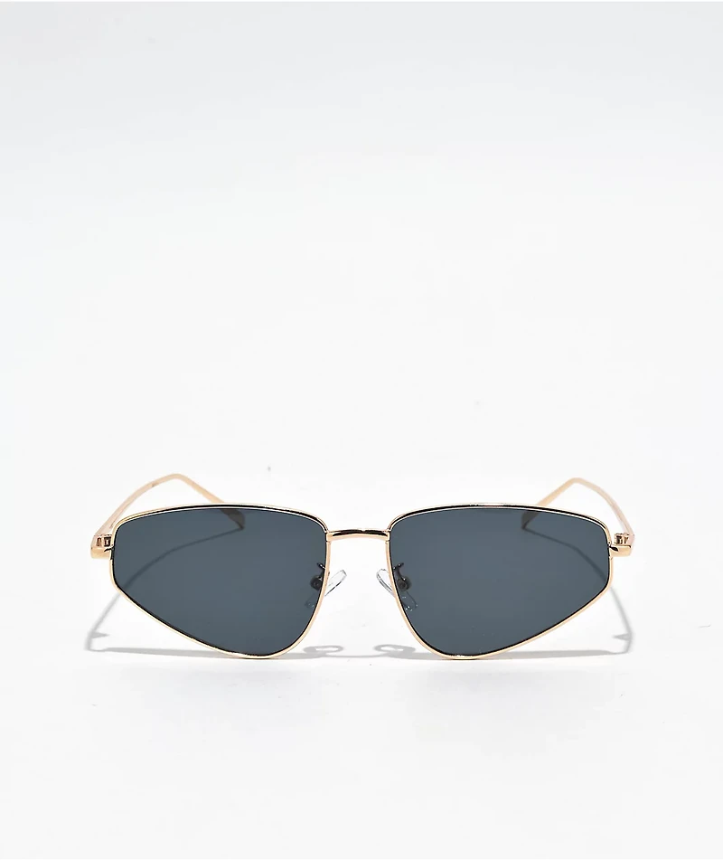 Gold Wire Triangle Frame Sunglasses