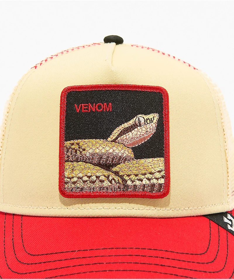 Goorin Venom Snake Fab Farm Beige & Red Trucker Hat