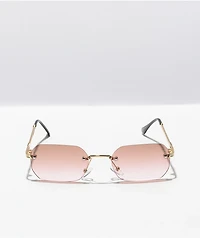 Gradient Brown Frameless Rectangle Sunglasses