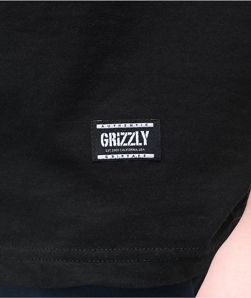 Grizzly Peach Rose Black T-Shirt