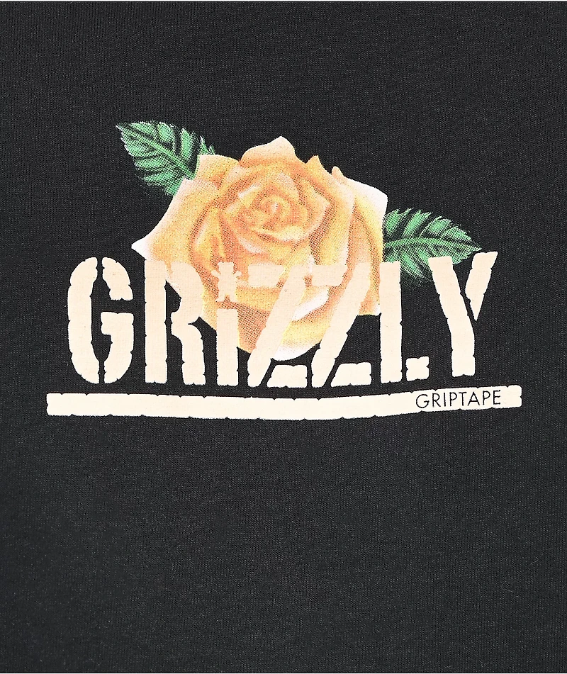 Grizzly Peach Rose Black T-Shirt
