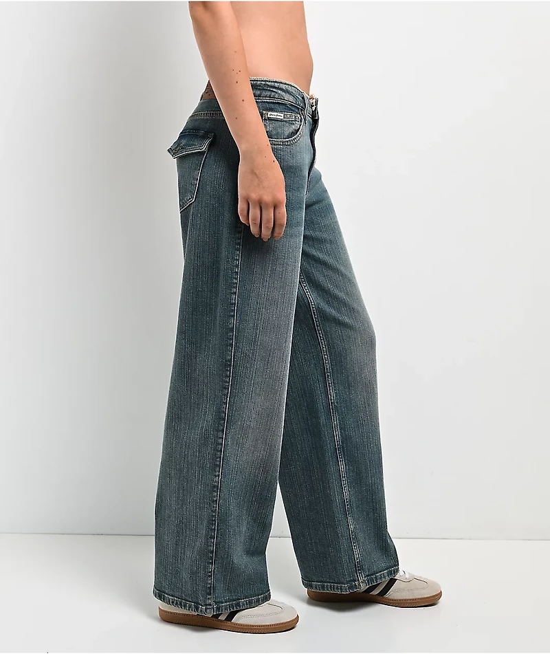 Guess Jeans G11 Lace Blue Wash Wide Leg Jeans