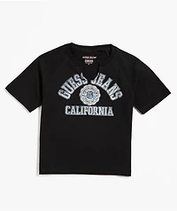 Guess Jeans Notch Neck Black Crop T-Shirt