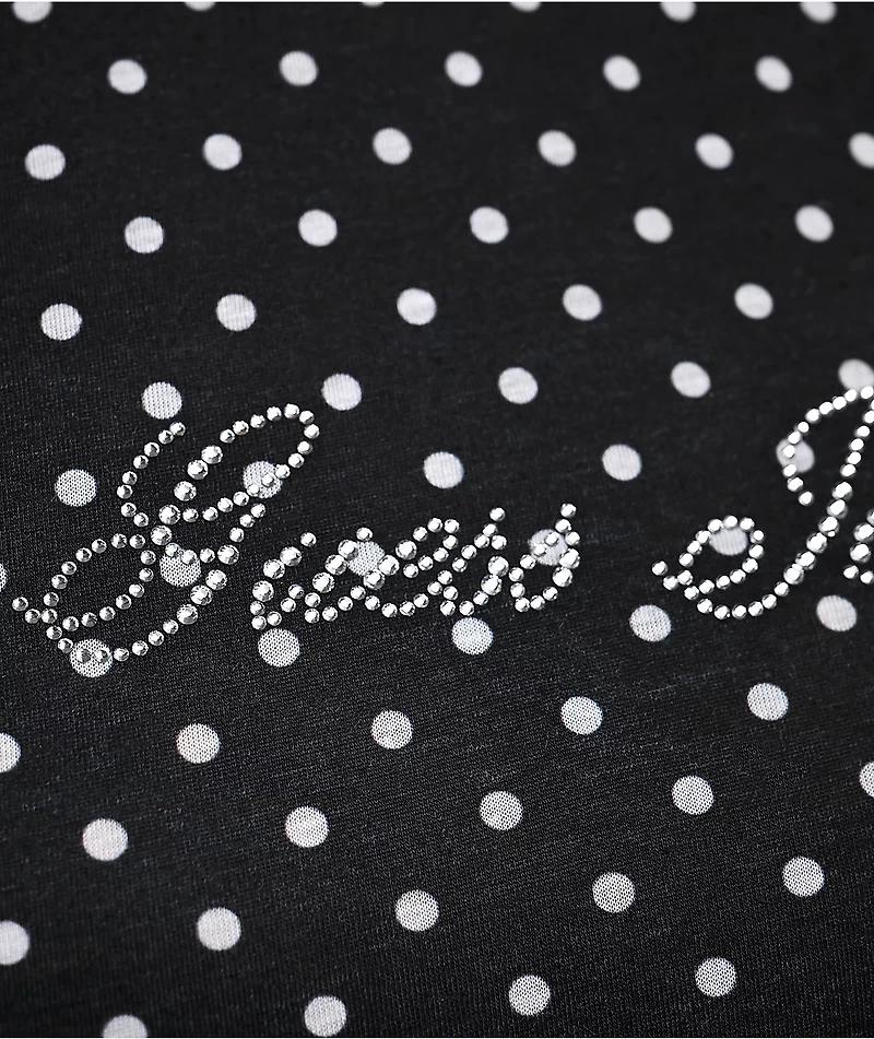 Guess Jeans Polka Dot Rhinestone Black T-Shirt