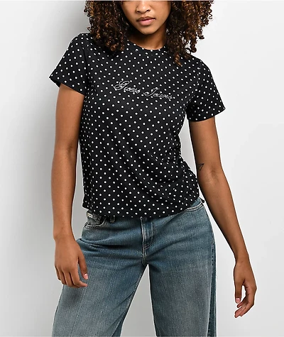 Guess Jeans Polka Dot  Rhinestone Black T-Shirt