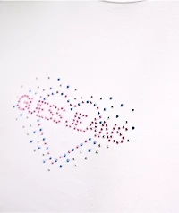 Guess Jeans Rhinestone Heart White Crop T-Shirt