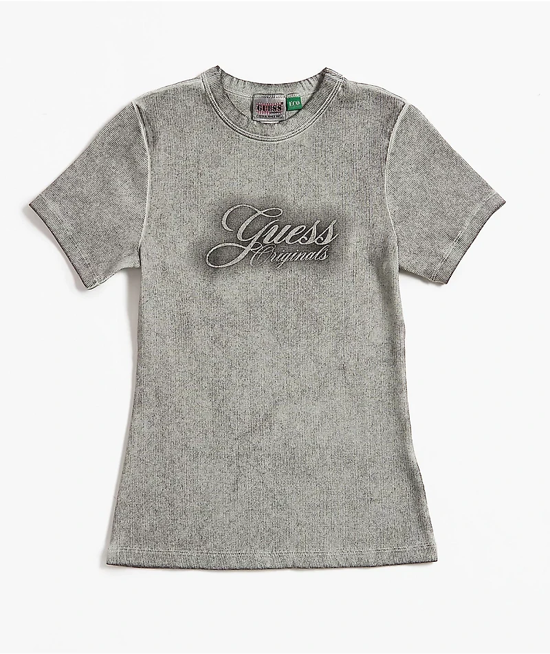 Guess Originals Eco Ribbed Spray Grey Wash T-Shirt